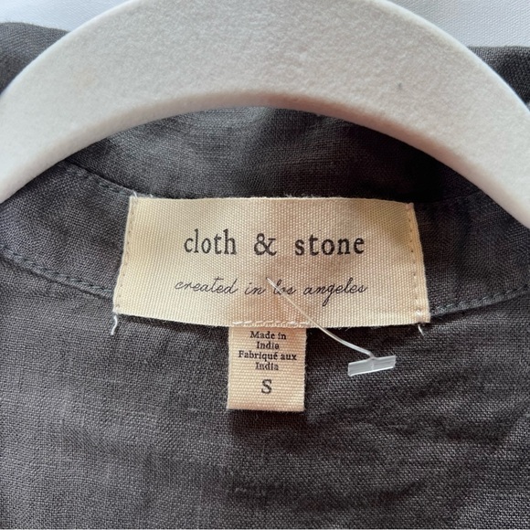 Cloth & Stone 100% Linen Gray Button Down Shirt Raw hem Size Small - Picture 6 of 8